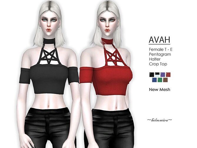 Sims 4 AVAH Gothic Pentagram Top by Helsoseira at TSR