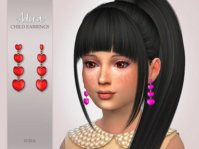 Sims 4 Adora Child Earrings by Suzue at TSR