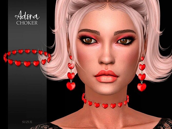 Sims 4 Adora Hearts Choker by Suzue at TSR