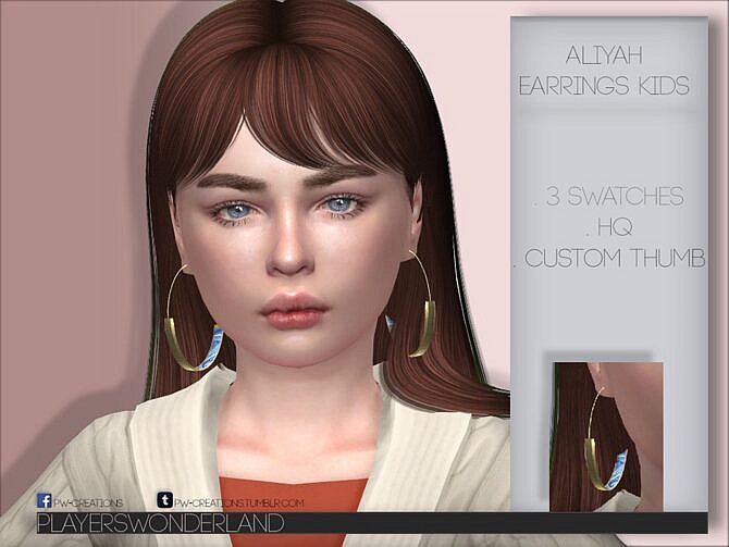 Sims 4 Aliyah Earrings KIDS by PlayersWonderland at TSR