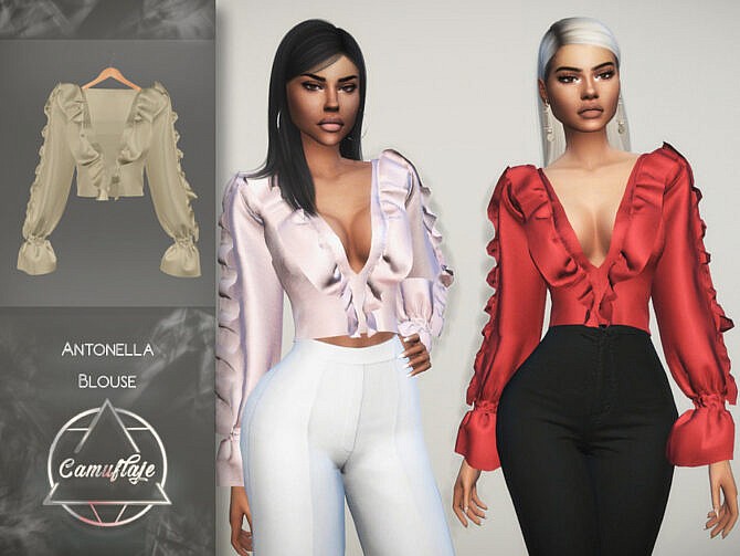 Sims 4 Antonella Blouse by Camuflaje at TSR