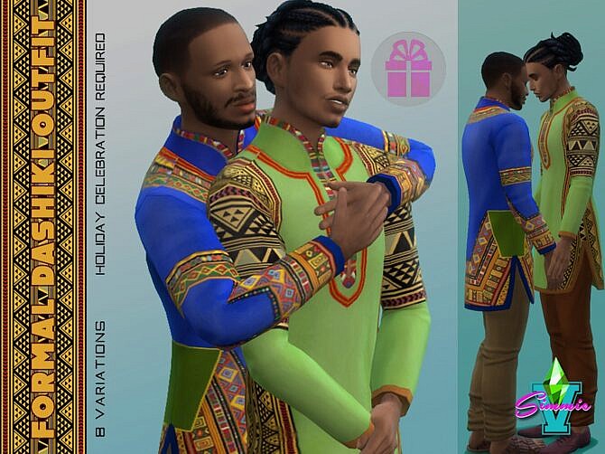 Sims 4 BHM Dashiki Outfit by SimmieV at TSR