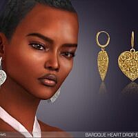 Baroque Heart Drop Sims 4 Earrings