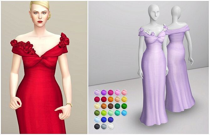 Bloome Sims 4 Gown With Flowers