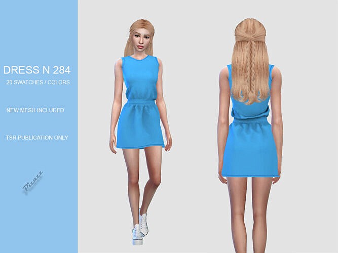 Blue Short Dress Sims 4 N284