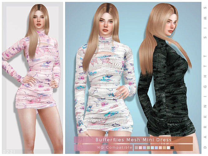 Butterflies Mesh Mini Sims 4 Dress