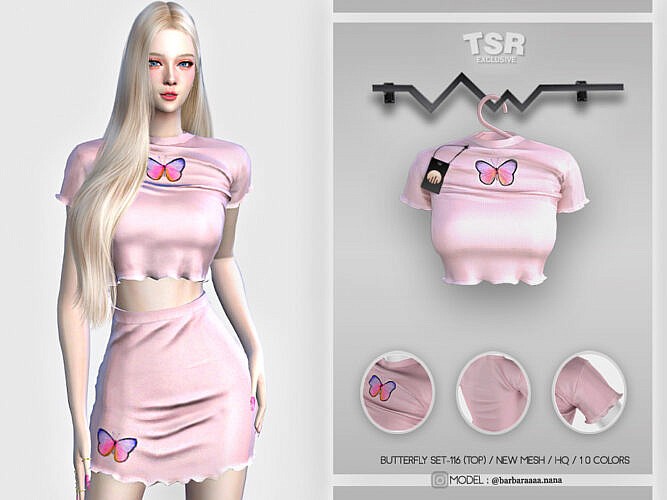 Butterfly Sims 4 Crop Top Bd431