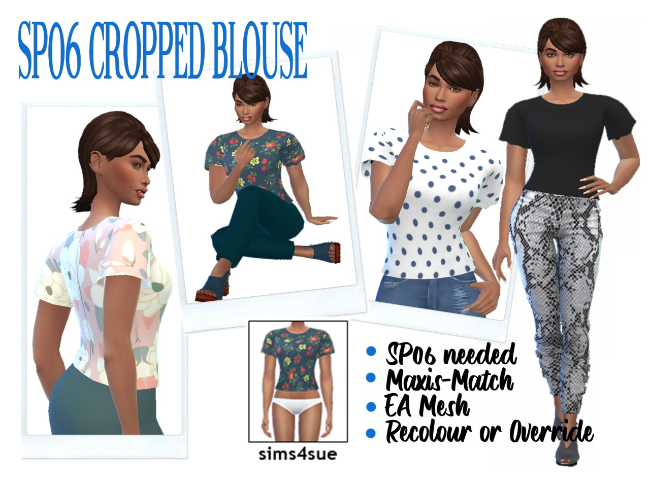 CROPPED BLOUSE SP06 at Sims4Sue » Sims 4 Updates