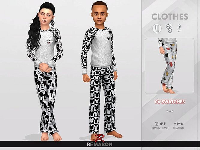 Cartoon Pajama Sims 4 Pants For Kids