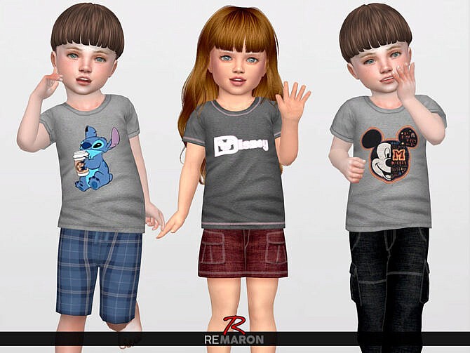 Sims 4 Cartoon Shirt for Toddler 01 by remaron at TSR