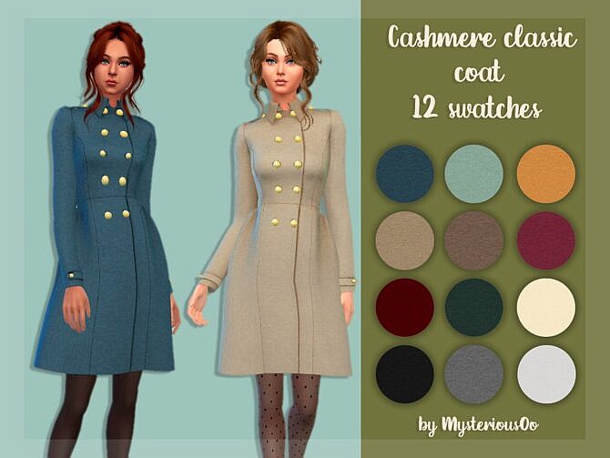 Sims 4 Cashmere classic coat by MysteriousOo at TSR