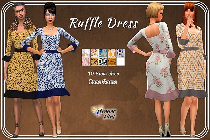 Sims 4 Casual Ruffle Dress at Strenee Sims