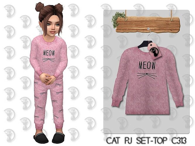 Cat Pajama Sims 4 Top C313