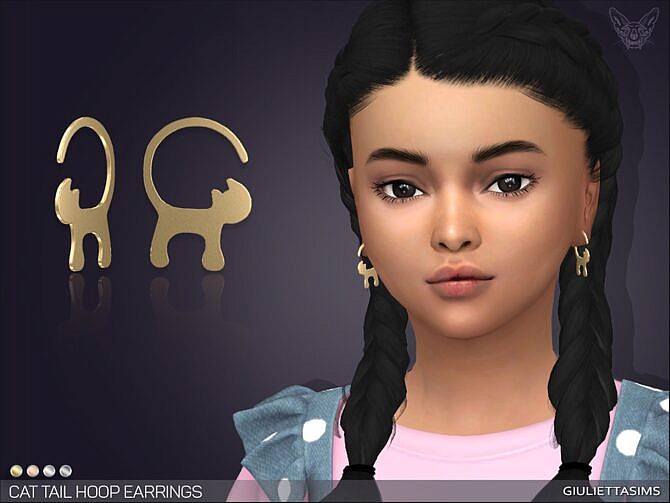 Sims 4 Cat Tail Hoop Earrings For Kids by feyona at TSR