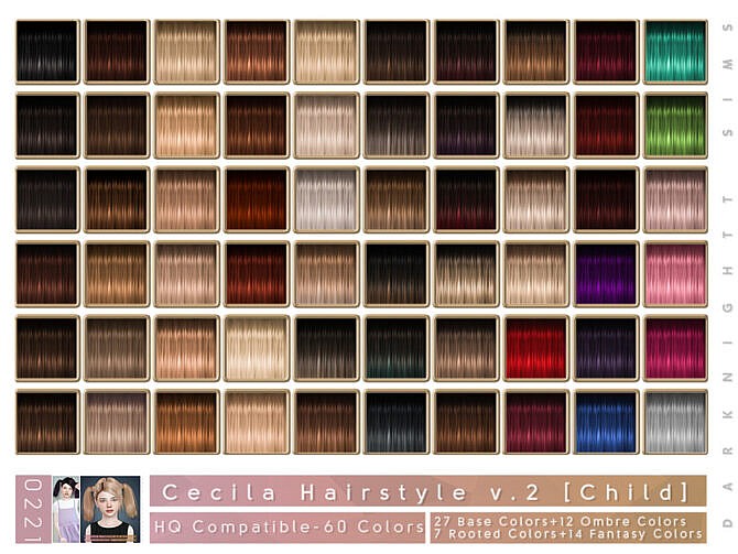 Sims 4 Cecilia Hairstyle V2 Child by DarkNighTt at TSR