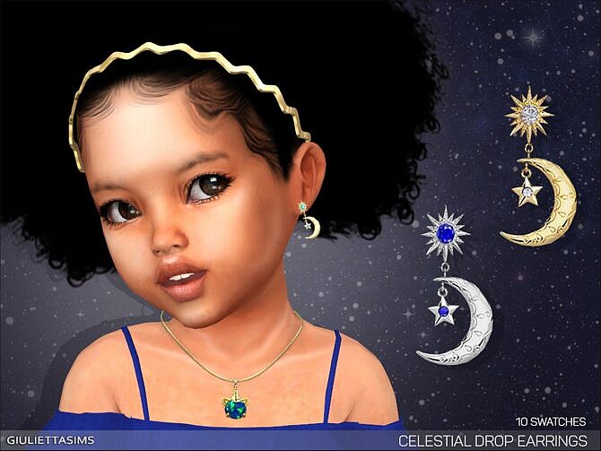 Sims 4 Celestial Drop Earrings For Toddlers by feyona at TSR