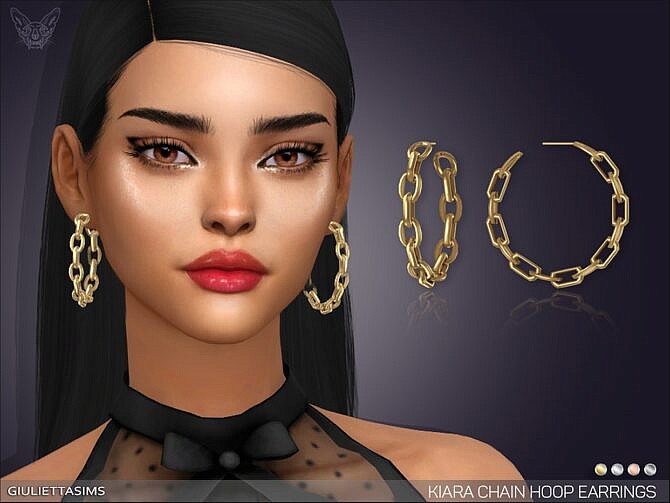 Sims 4 Kiara Chain Hoop Earrings by feyona at TSR