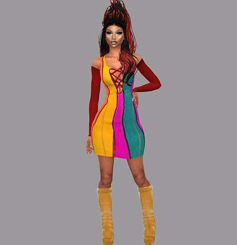 Color Blocker Sims 4 Dress