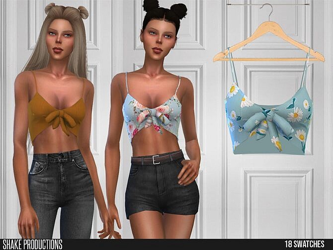 Sims 4 Bow front crop top 619 by ShakeProductions at TSR