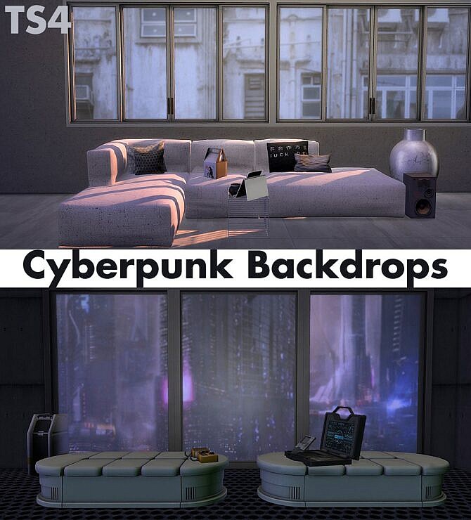 Sims 4 Cyberpunk Backdrops at Riekus13