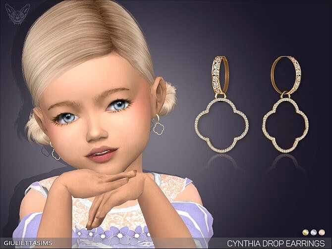 Sims 4 Cynthia Drop Earrings For Toddlers by feyona at TSR