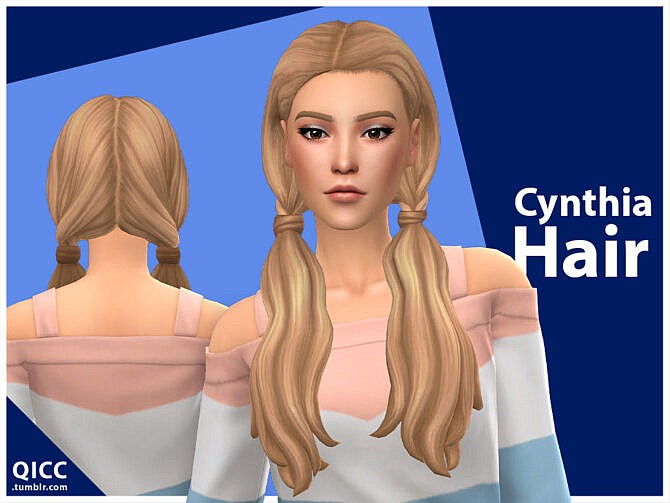 Sims 4 Cynthia Hair by qicc at TSR