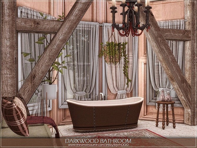 Sims 4 Darkwood Bathroom by MychQQQ at TSR