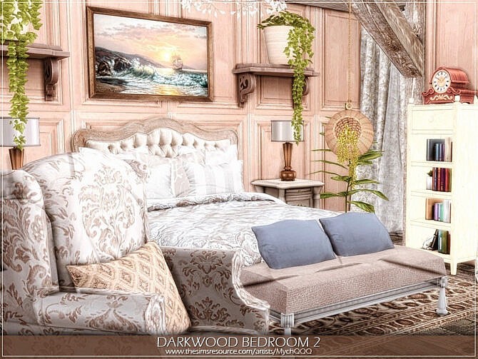 Sims 4 Darkwood Bedroom 2 by MychQQQ at TSR