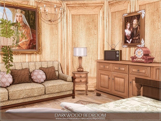 Sims 4 Darkwood Bedroom by MychQQQ at TSR