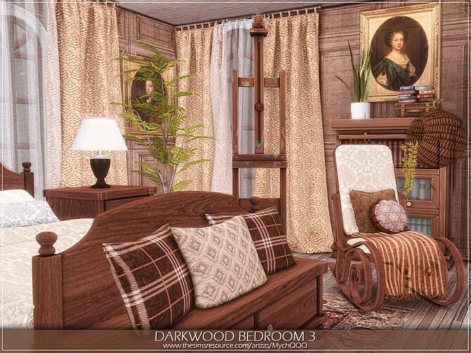 Sims 4 Darkwood Bedroom 3 by MychQQQ at TSR