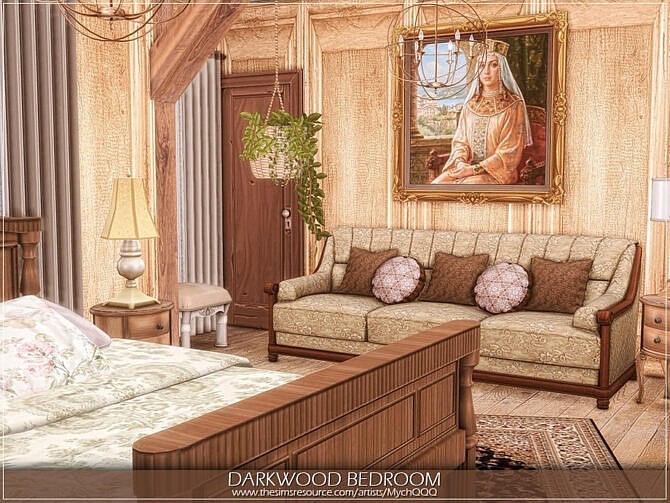 Sims 4 Darkwood Bedroom by MychQQQ at TSR