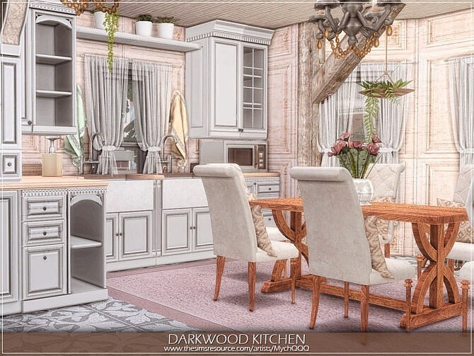 Sims 4 Darkwood Kitchen by MychQQQ at TSR