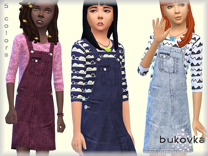 Denim Sims 4 Dress By Bukovka