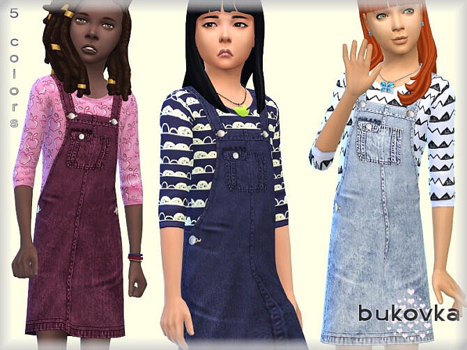 Sims 4 Denim Dress by bukovka at TSR