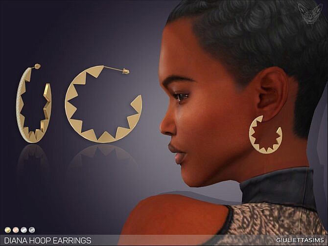 Sims 4 Diana Hoop Earrings by feyona at TSR
