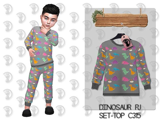 Sims 4 Dinosaur Pajama Blouse C315 by turksimmer at TSR