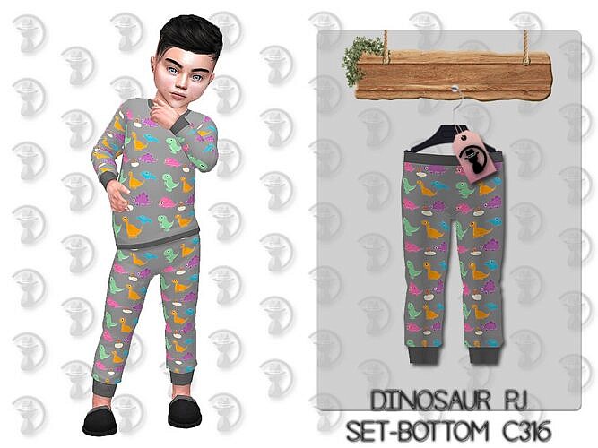 Dinosaur Pajama Sims 4 Pants C316