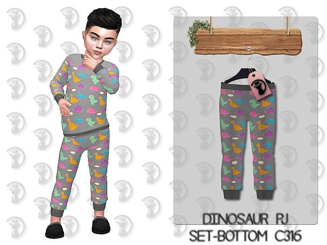 Sims 4 Dinosaur Pajama Pants C316 by turksimmer at TSR