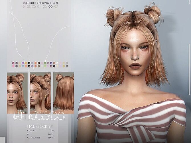 Sims 4 Double Buns Hair TO0206 by Wings at TSR
