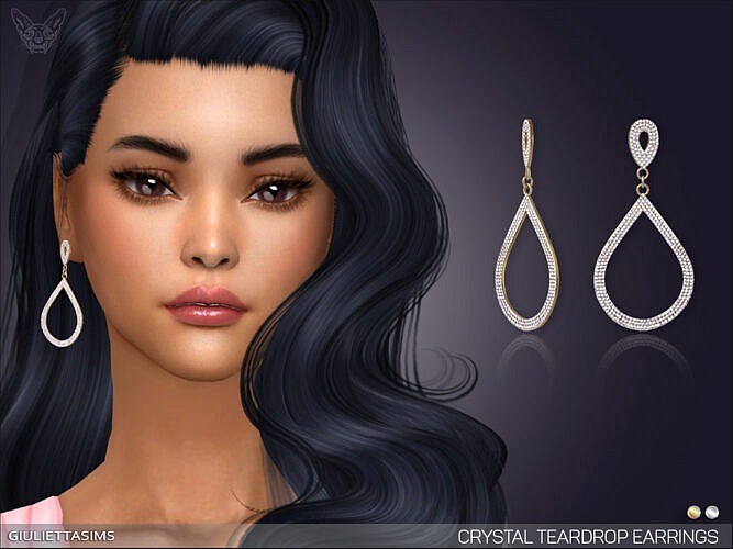 Earrings Sims 4 Crystal Teardrop