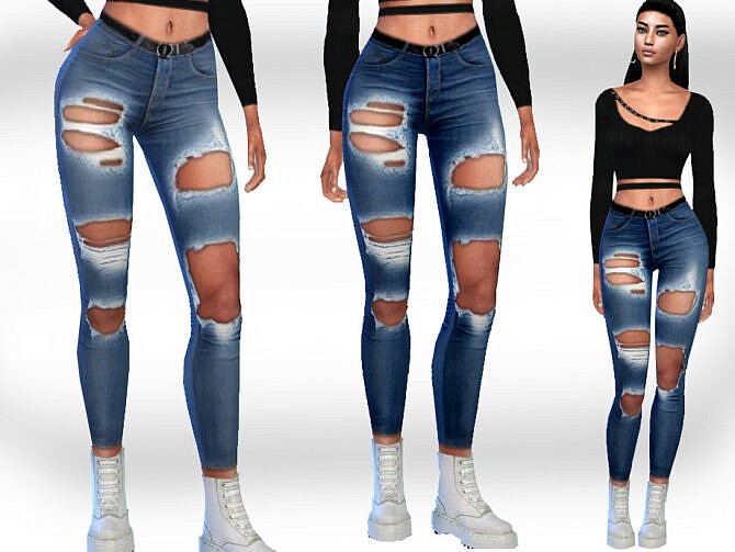 Female Ripped Jeans by Saliwa at TSR » Sims 4 Updates
