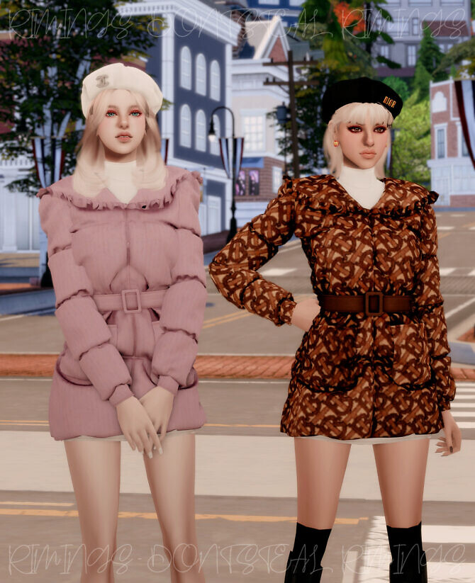 Sims 4 Feminine Winter Jacket & Turtleneck Dress at RIMINGs