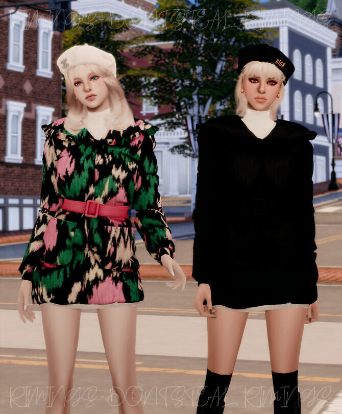 Sims 4 Feminine Winter Jacket & Turtleneck Dress at RIMINGs