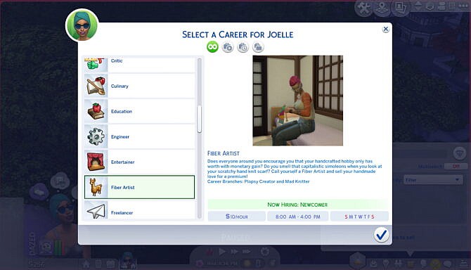 Sims 4 Fiber Artist Career by snikkidoodle at Mod The Sims 4