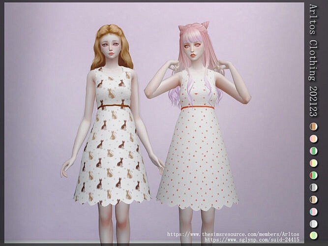 Fit And Flare Printed Sims 4 Dress