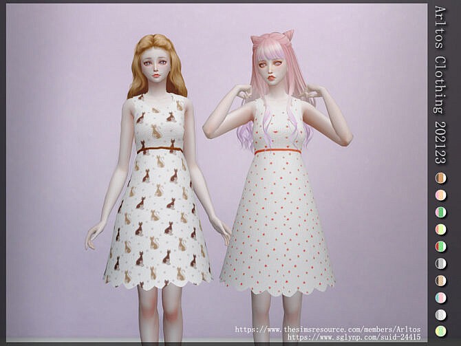 Sims 4 Fit and flare printed dress by Arltos at TSR