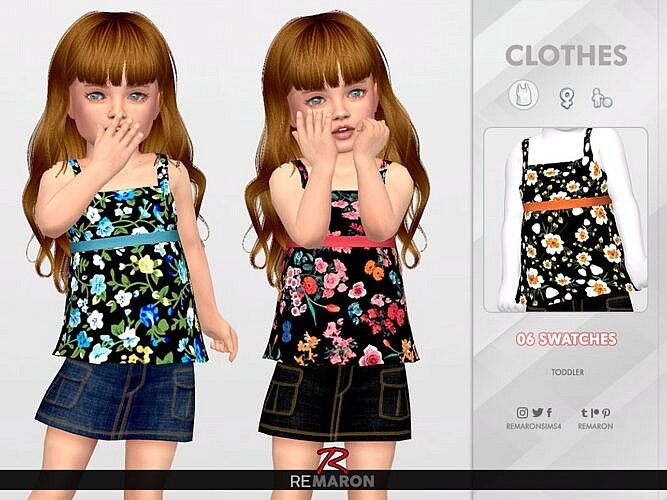 Floral Sims 4 Top For Girls 01