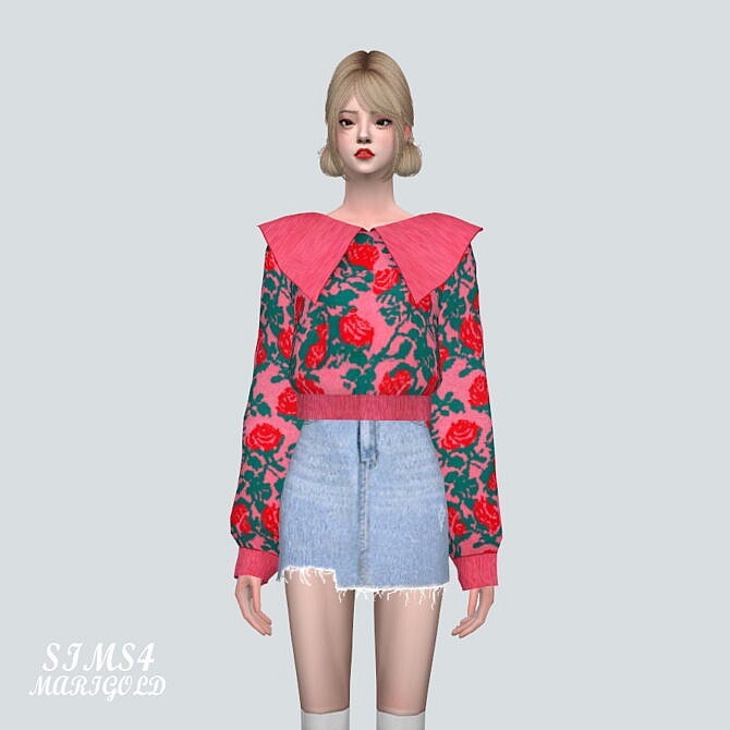 Flower Big C2 Sweater at Marigold » Sims 4 Updates