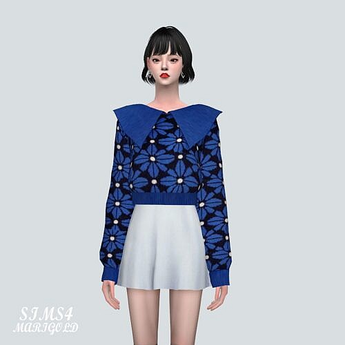 Flower Big C2 Sims 4 Sweater