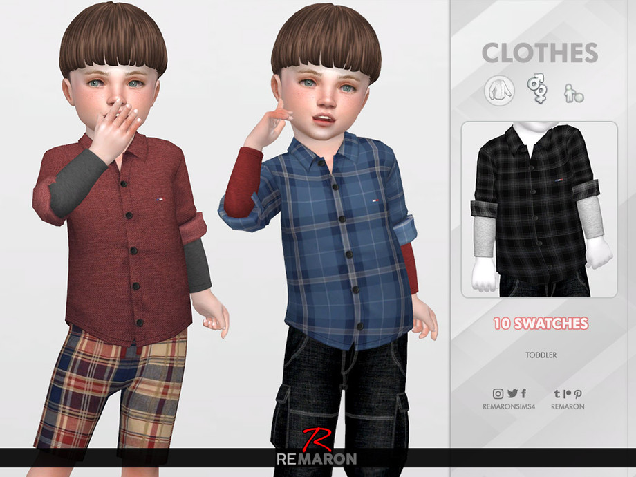 Formal Shirt for Toddler 02 by remaron at TSR » Sims 4 Updates